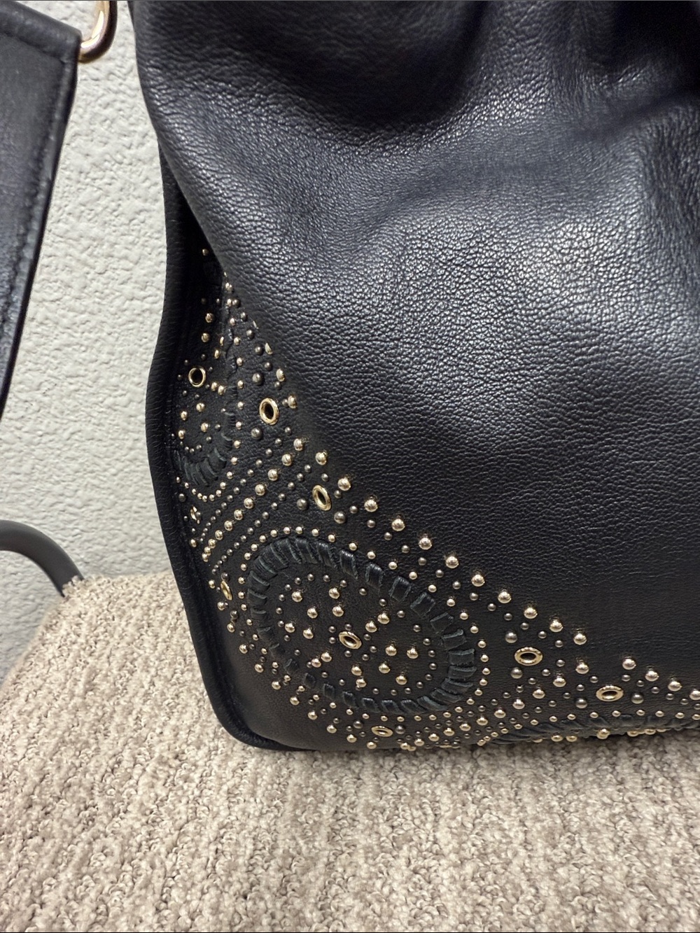 Coach Black Leather Ryder Studded Hobo Bag with Gold Hardware - Picture 4 of 15